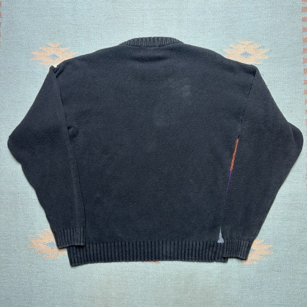 Vintage 90s knit sweater ramie cotton multicolor checkered pullover adult medium - Picture 4 of 4